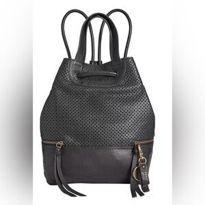 Frye and Co. Anise Perforated Leather Backpack Brown Medium Cotton Lining